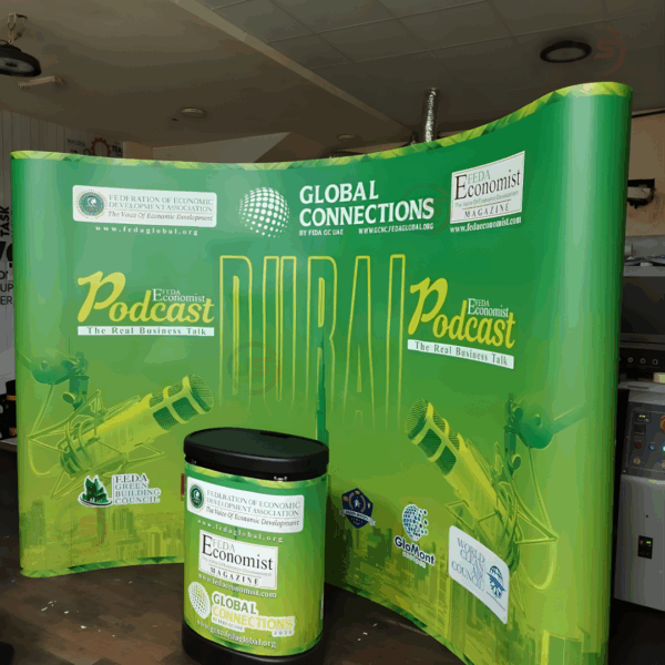 vinyl pop up stand curve